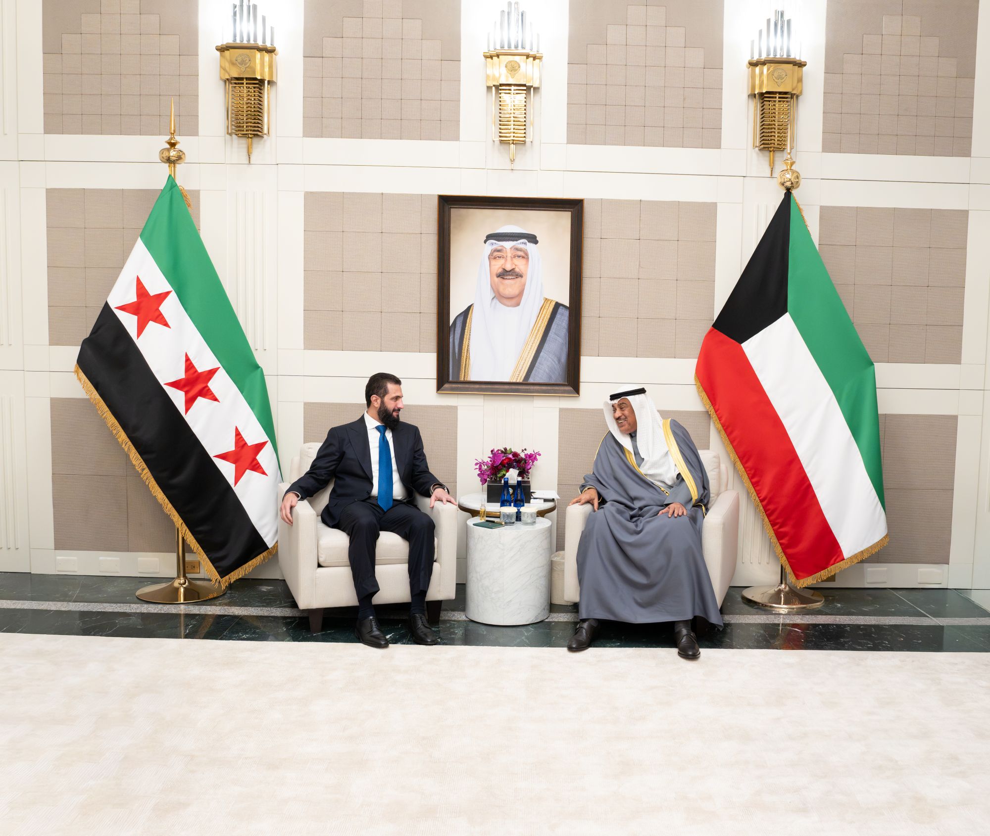 ممثل سمو الأمير سمو ولي العهد يستقبل الرئيس السوري بمقر وفد دولة الكويت الدائم لدى الأمم المتحدة في نيويورك